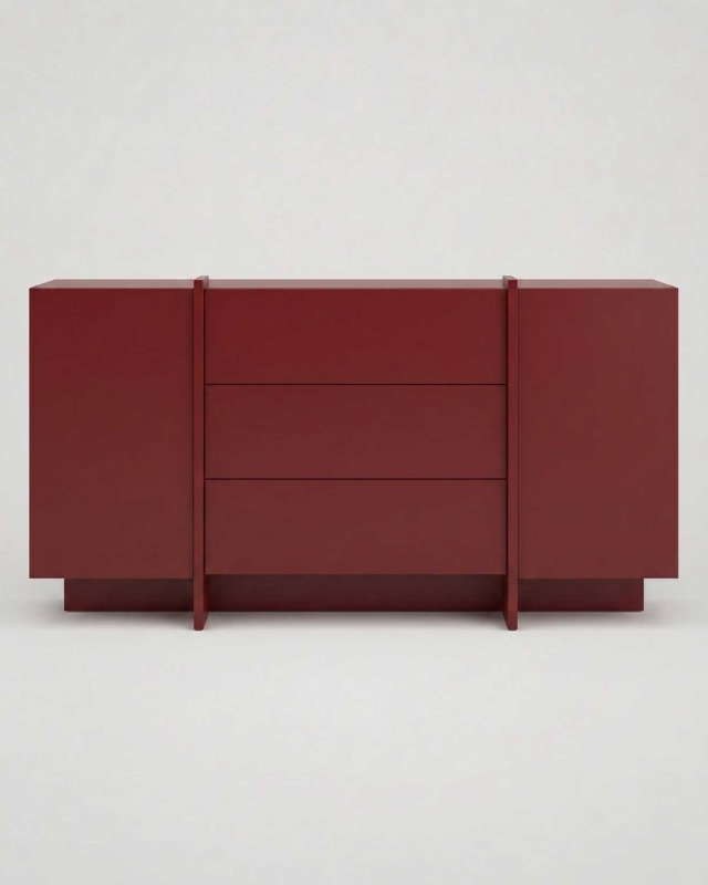 Komoda z szufladami i drzwiami Lines 140 Burgundy | ITODI Komoda z szufladami i drzwiami Lines 140 Burgundy | ITODI