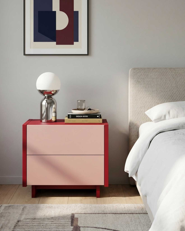 Szafka nocna z dwiema szufladami Lines Rose 55 cm | ITODI