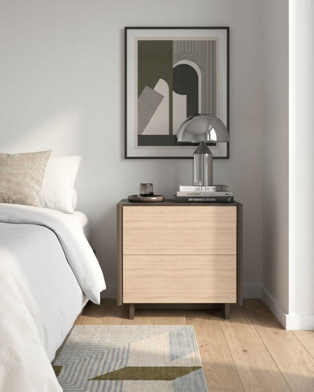 Szafka nocna z dwiema szufladami Lines Jesion 55 cm | ITODI Szafka nocna z dwiema szufladami Lines Jesion 55 cm | ITODI
