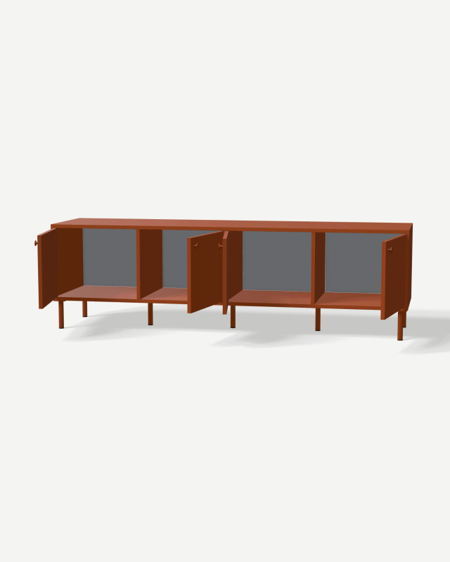 Szafka RTV w kolorze Copper Brown z szufladami – mebel na wymiar