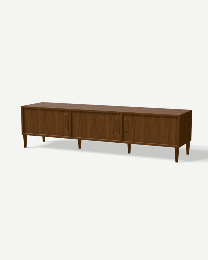TV unit in Brown oak veneer with doors – made to measure