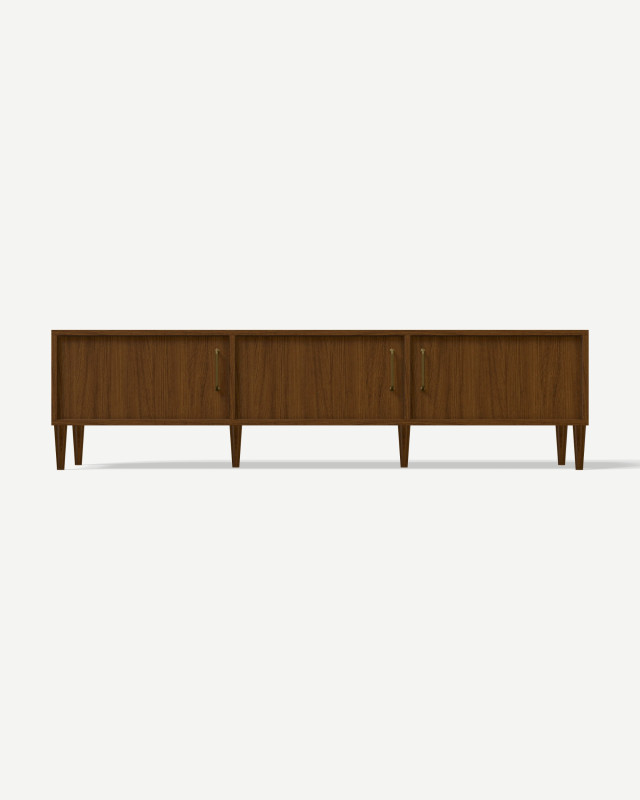 TV unit in Brown oak veneer with doors – made to measure