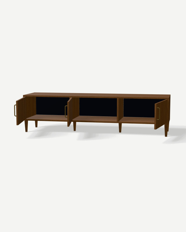 TV unit in Brown oak veneer with doors – made to measure