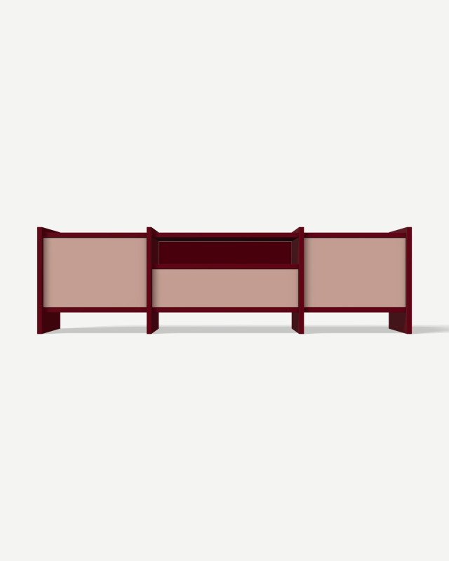 TV unit in Burgund with drawers and doors – made to measure