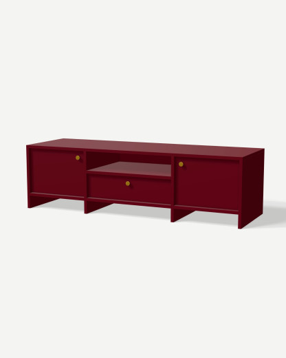TV unit in Burgund with drawers and doors – made to measure