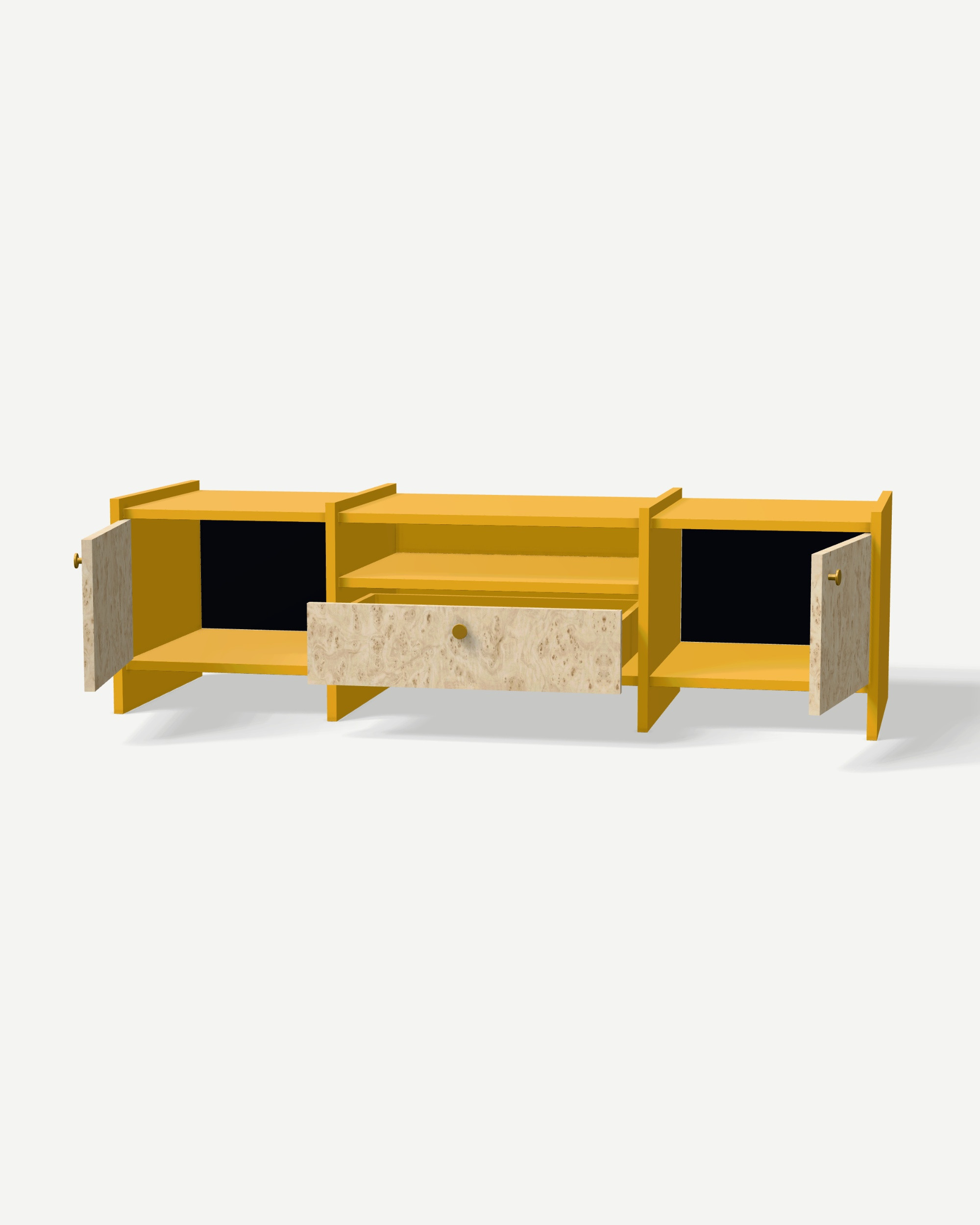 TV unit in Żółty curry with drawers and doors – made to measure TV unit in Żółty curry with drawers and doors – made to measure