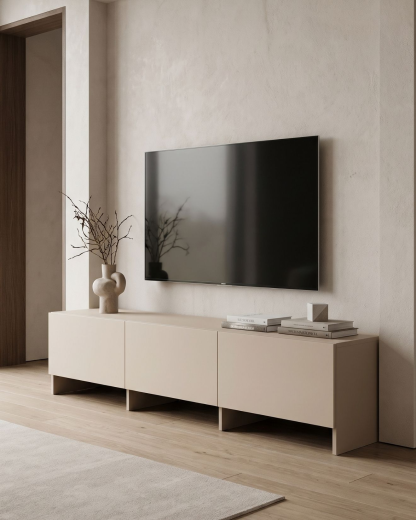 TV unit in Szary kamienny with doors – made to measure