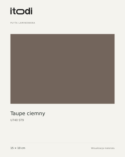 Próbka płyty laminowanej – Taupe ciemny U740 ST9 15 × 10 cm