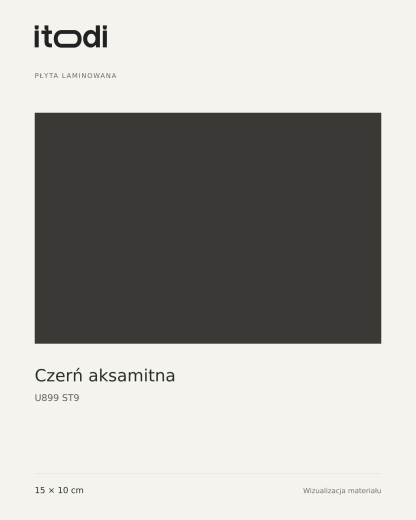 Próbka płyty laminowanej – Czerń aksamitna U899 ST9 15 × 10 cm