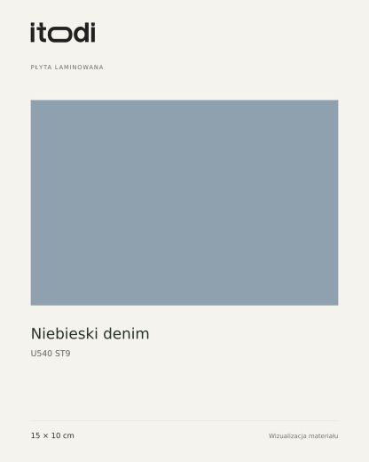 Próbka płyty laminowanej – Niebieski denim U540 ST9 15 × 10 cm
