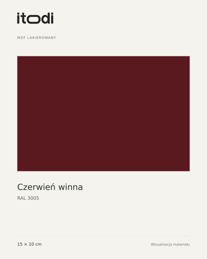 Próbka MDF lakierowanego – RAL 3005 Czerwień winna 15 × 10 cm