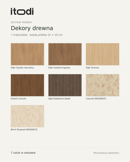 Zestaw próbek Dekory drewna – 7 sztuk 15 × 10 cm