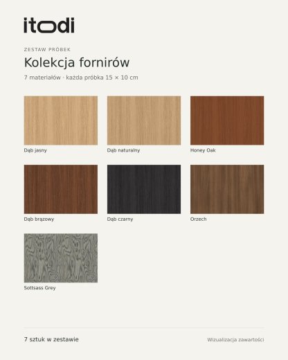 Zestaw próbek Kolekcja fornirów – 7 sztuk 15 × 10 cm