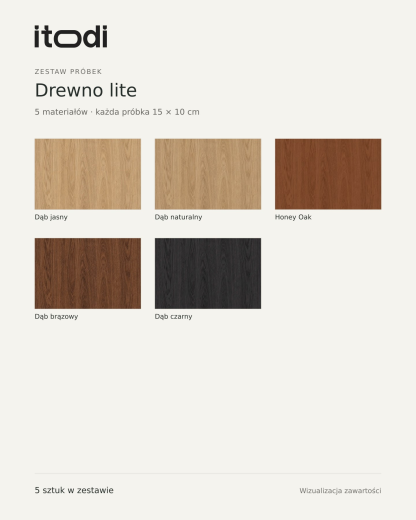 Zestaw próbek Drewno lite – 5 sztuk 15 × 10 cm