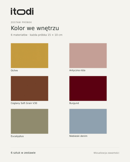 Zestaw próbek Kolor we wnętrzu – 6 sztuk 15 × 10 cm