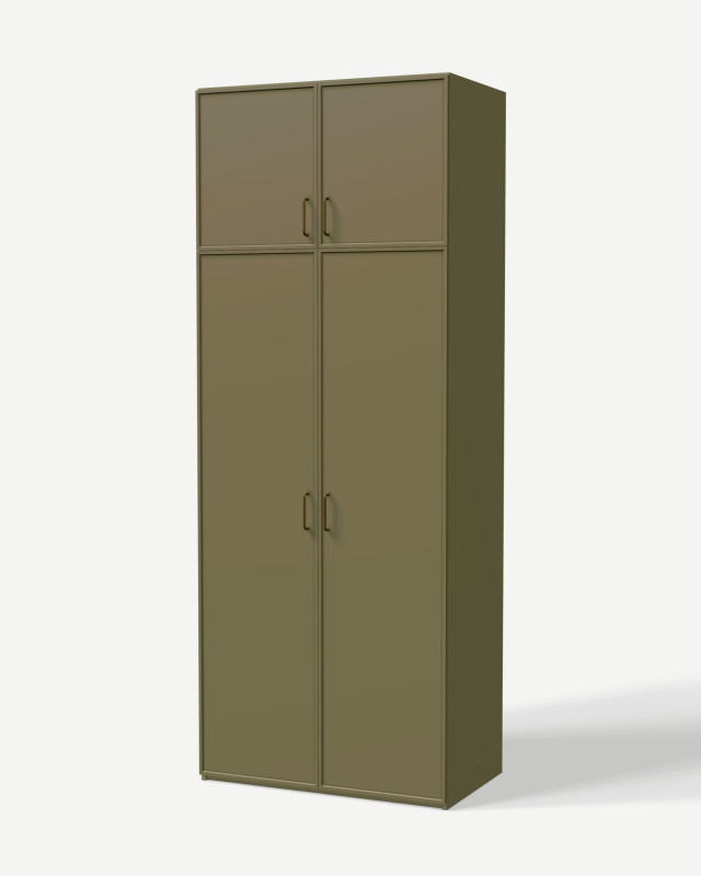 Wardrobe in Eucalyptus with shelves – made to measure