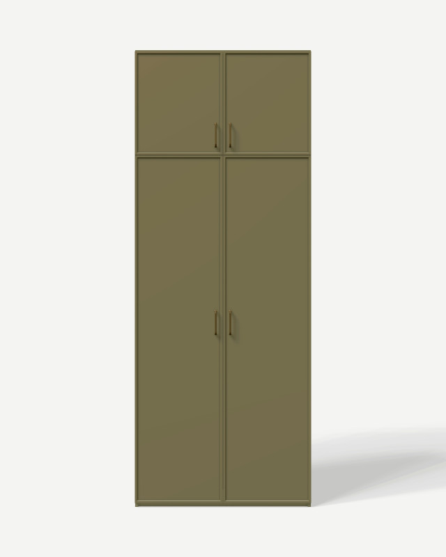 Wardrobe in Eucalyptus with shelves – made to measure