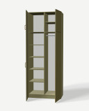 Wardrobe in Eucalyptus with shelves – made to measure