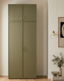 Wardrobe in Eucalyptus with shelves – made to measure