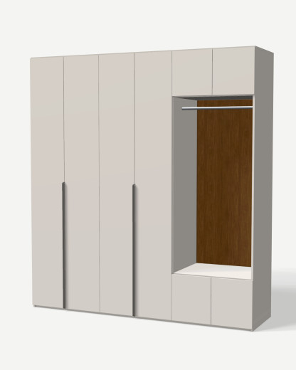 Wardrobe in Szary jasny with hanging rails and shelves – made to measure