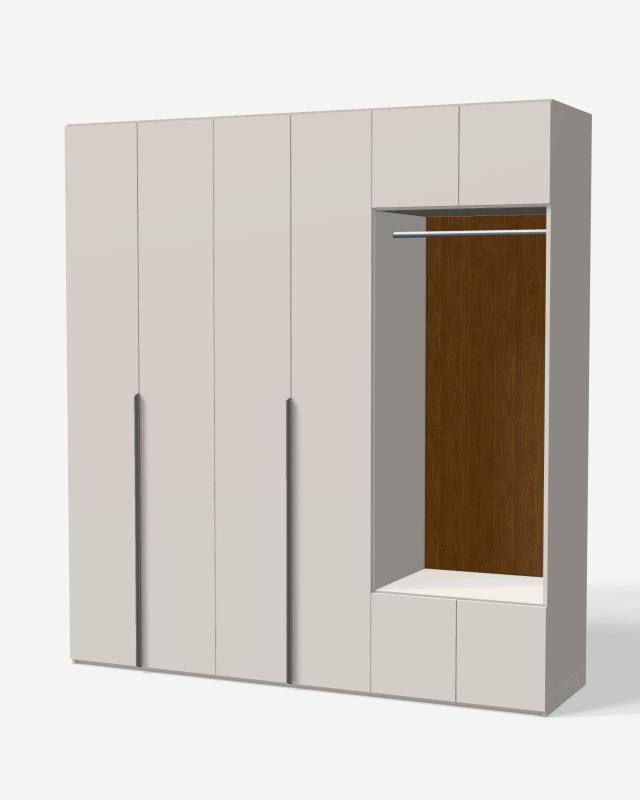 Wardrobe in Szary jasny with hanging rails and shelves – made to measure