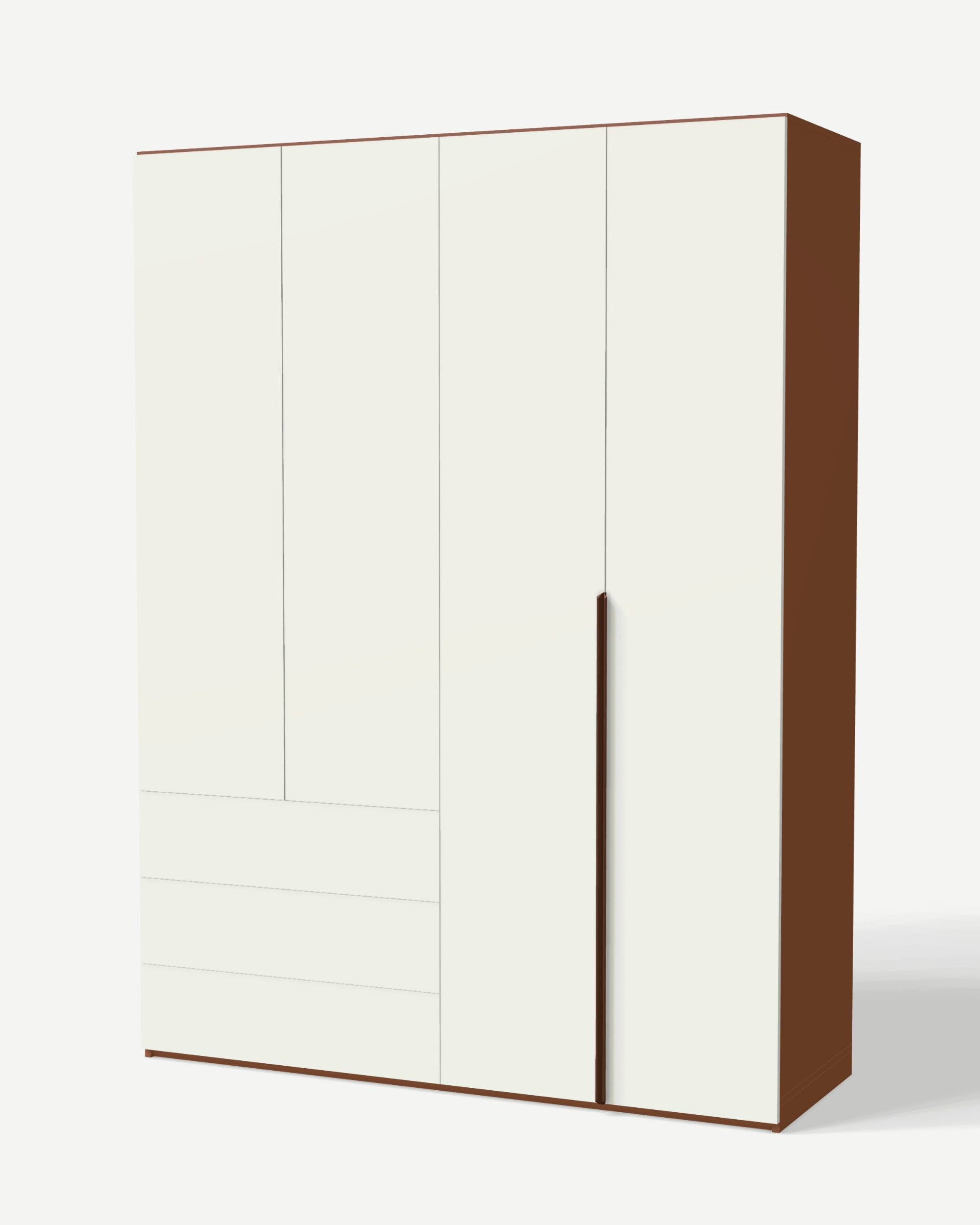 Wardrobe in Koral with hanging rails and shelves – made to measure Wardrobe in Koral with hanging rails and shelves – made to measure