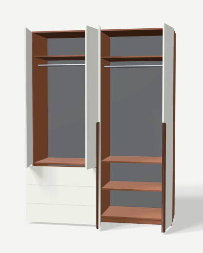 Szafa w kolorze Koral z drążkami i półkami – mebel na wymiar