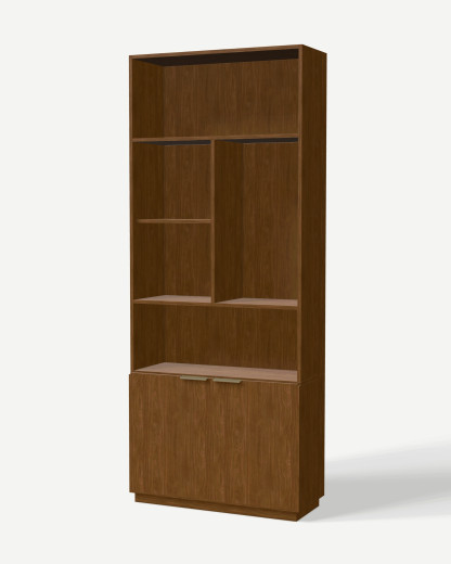 Bookcase in Orzech Lincoln decor with full back panels – made to measure