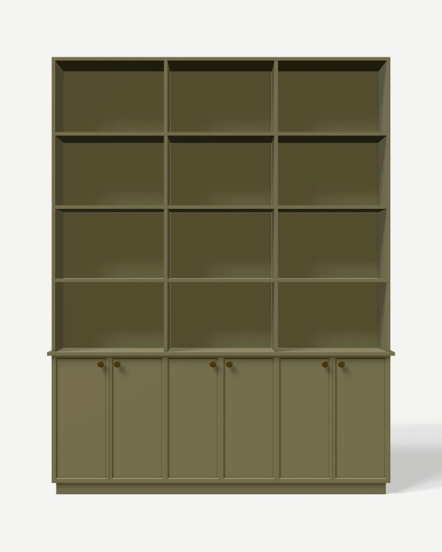 Bookcase in Reed Green with full back panels – made to measure