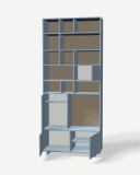 Bookcase in Niebieski denim with full back panels – made to measure