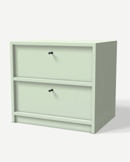 Bedside table in Sage Green with drawers – made to measure