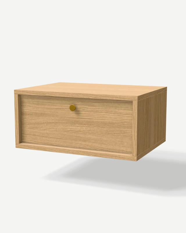 Bedside table in Light oak veneer with drawers – made to measure