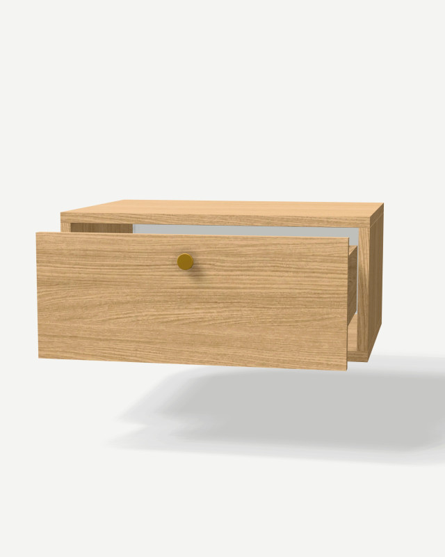 Bedside table in Light oak veneer with drawers – made to measure