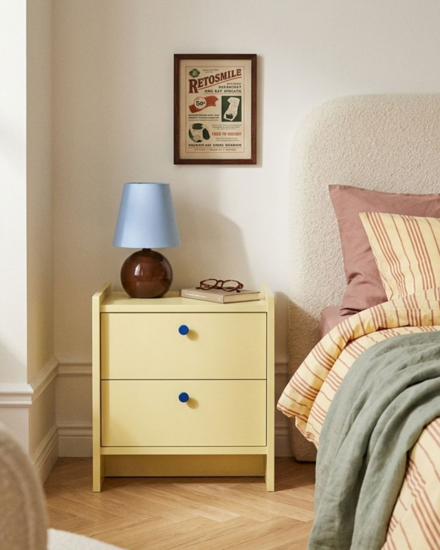 Bedside table in Wanilia with drawers – made to measure