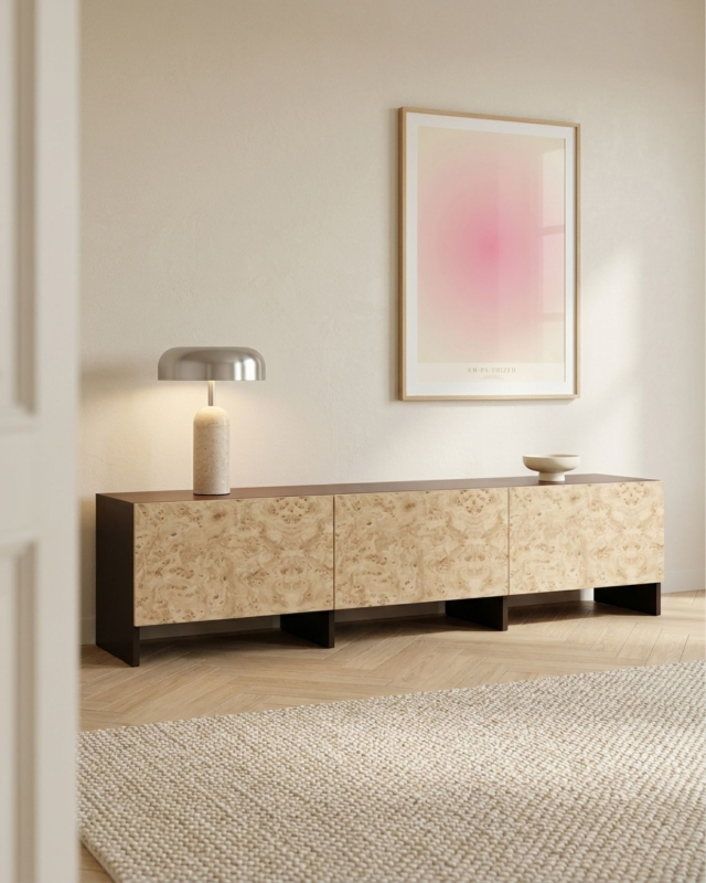 TV unit in Ceglany Soft Grain V30 with a flap front – made to measure