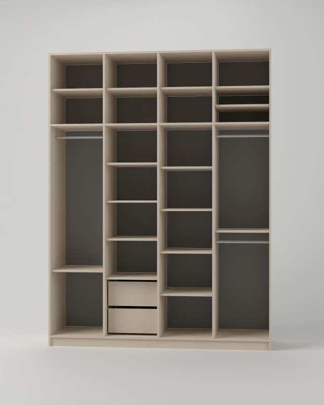 Wardrobe in Kaszmir with shelves – made to measure