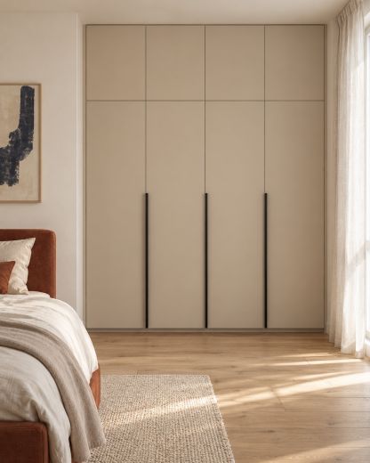 Wardrobe in Kaszmir with shelves – made to measure