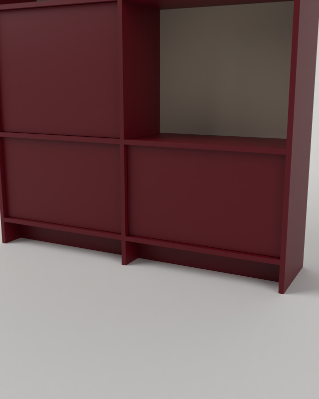 Bookcase in Burgund with full back panels – made to measure Bookcase in Burgund with full back panels – made to measure