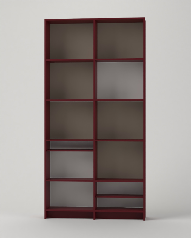 Bookcase in Burgund with full back panels – made to measure Bookcase in Burgund with full back panels – made to measure