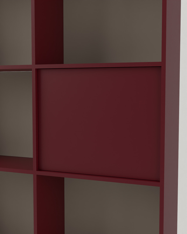 Bookcase in Burgund with full back panels – made to measure Bookcase in Burgund with full back panels – made to measure